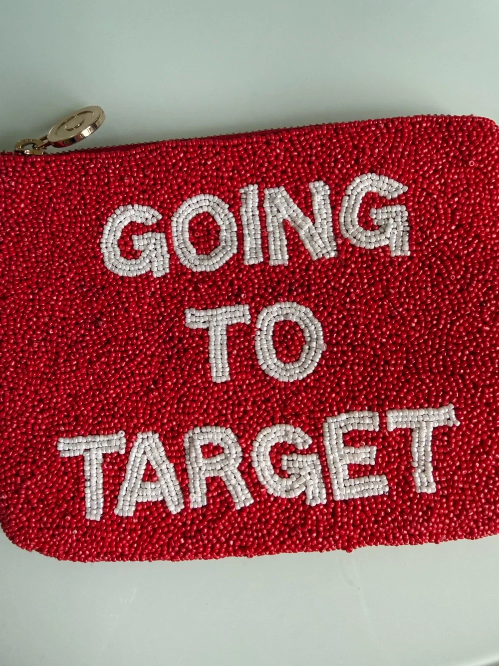 Kate Spade New York x Target red white beaded zippered pouch